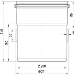 Line drawing of a penetration from the series Penetration-welding sleeve-steel.