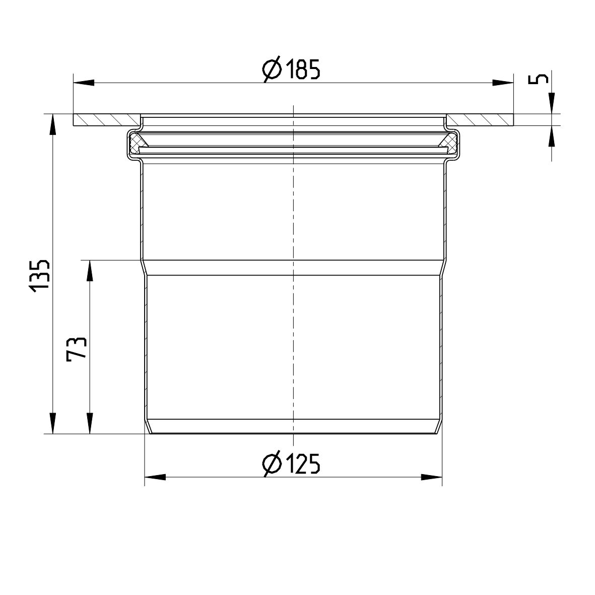 Line drawing of a penetration from the series Penetration-welding flange-steel.