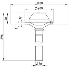 Line drawing of a drain from the series Drain for siphonic-bitumen.