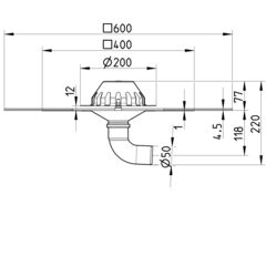 Line drawing of a drain from the series Drain for gravity-bitumen collar.