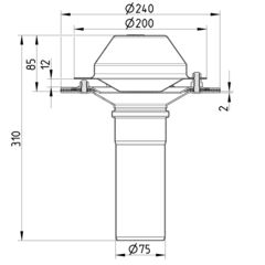 Line drawing of a drain from the series Drain for siphonic-channels.