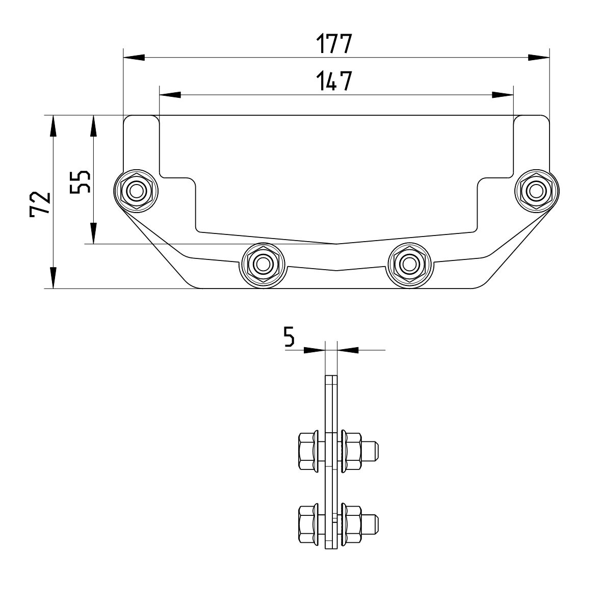 Line drawing of a channel from the series Channel-No membrane.