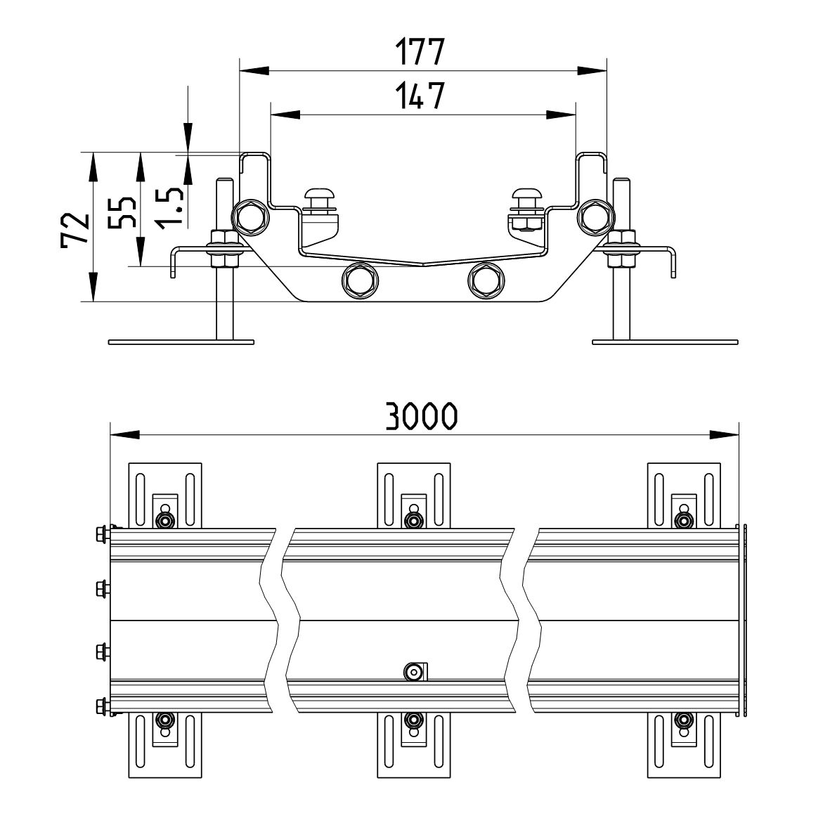 Line drawing of a channel from the series Channel-No membrane.