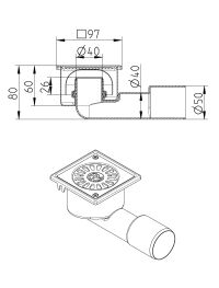 Line drawing of a drain from the series Drain-No membrane-97.