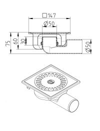 Line drawing of a drain from the series Drain-No membrane-147.